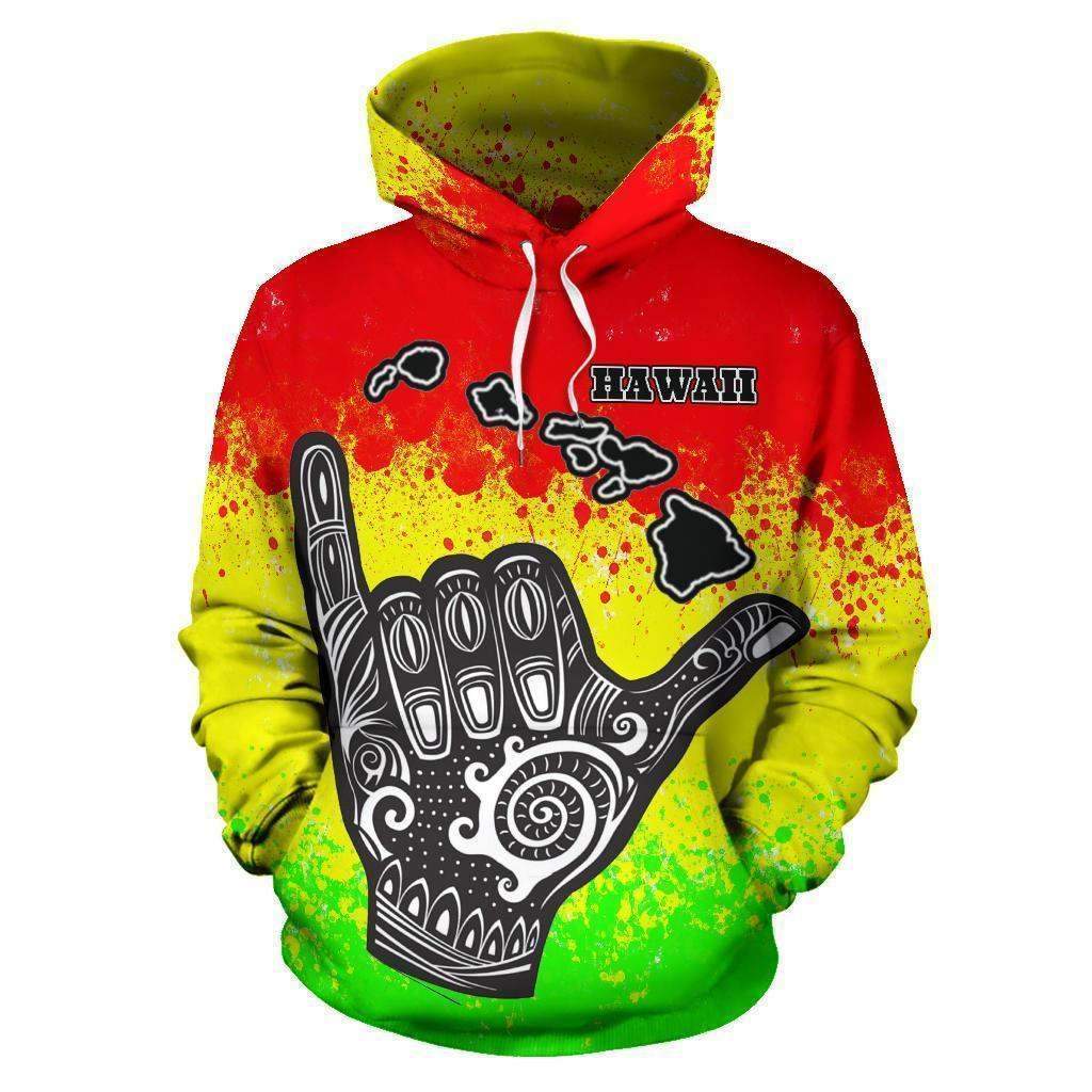 Hawaii All Over Hoodie - Polynesian Shaka Hawaii Map Reggae - HC05-Apparel-Huyencass-Hoodie-S-Vibe Cosy™