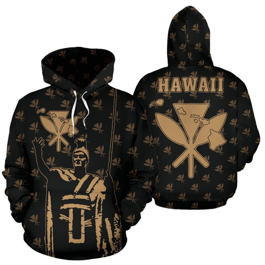 Hawaii King Kanaka Maoli Golden Hoodie - AH J1-Apparel-Phaethon-Hoodie-S-Vibe Cosy™
