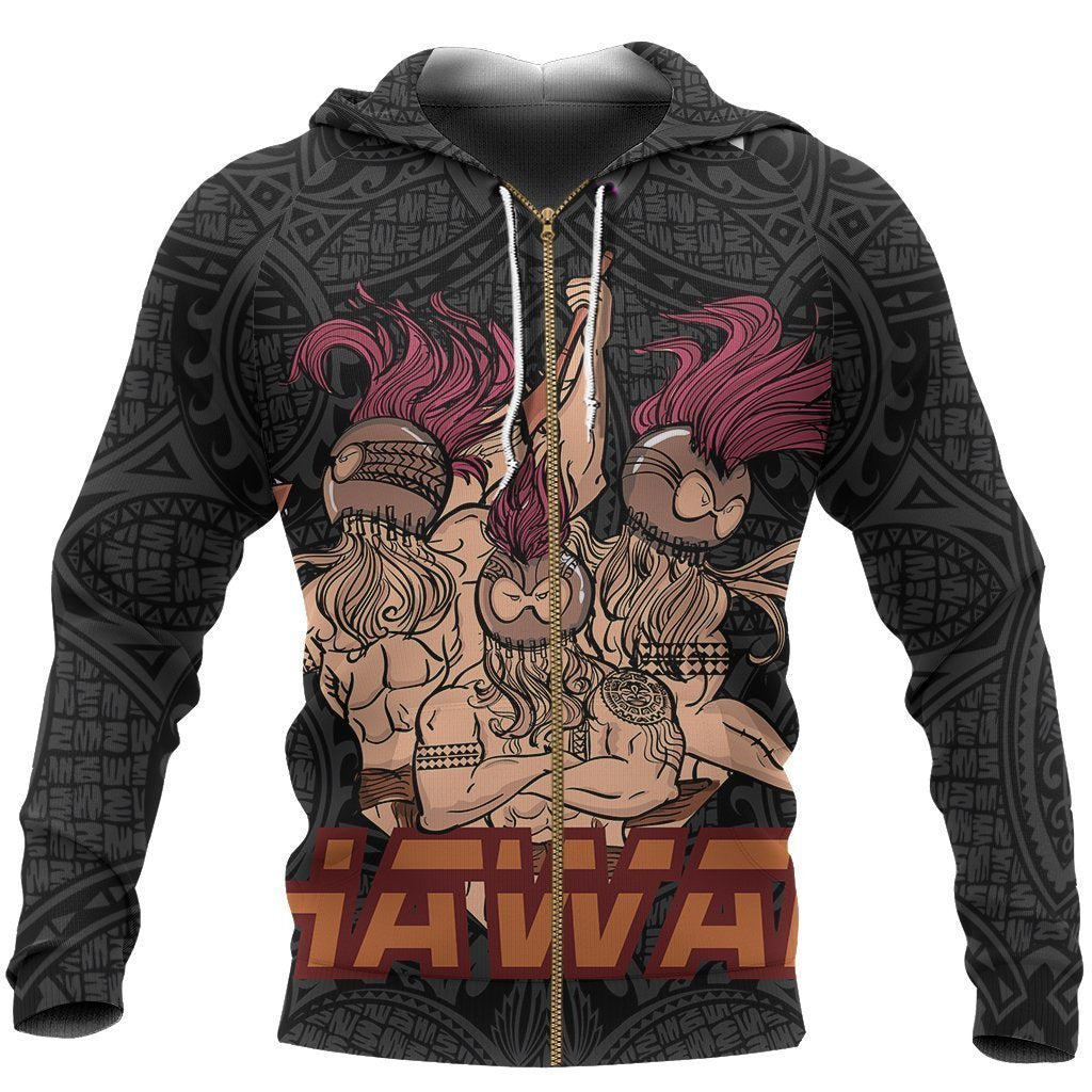 Hawaiian Warrior Guardian Hoodie - AH - J1-Apparel-Phaethon-Zipped Hoodie-S-Vibe Cosy™