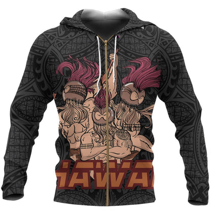 Hawaiian Warrior Guardian Hoodie - AH - J1-Apparel-Phaethon-Zipped Hoodie-S-Vibe Cosy™