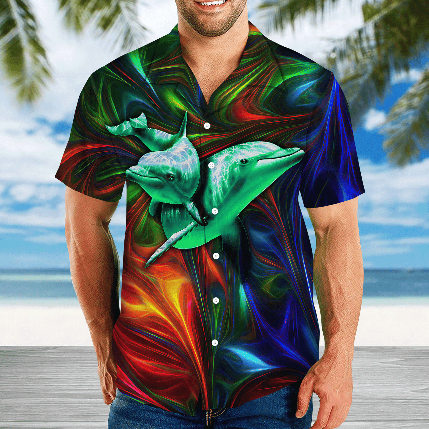 Colorful Dolphin Unisex Hawaii Shirts Pi13102001
