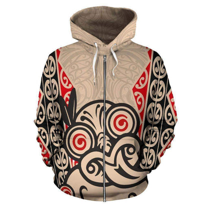 Hei Tiki With Maori Pattern Zip Hoodie HC2502-Apparel-Huyencass-Zipped Hoodie-S-Vibe Cosy™