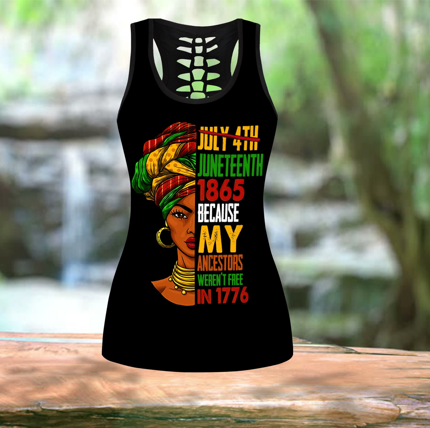 Woman juneteenth day leggings + hollow tank combo HAC110603-Apparel-HG-No legging-S-Vibe Cosy™