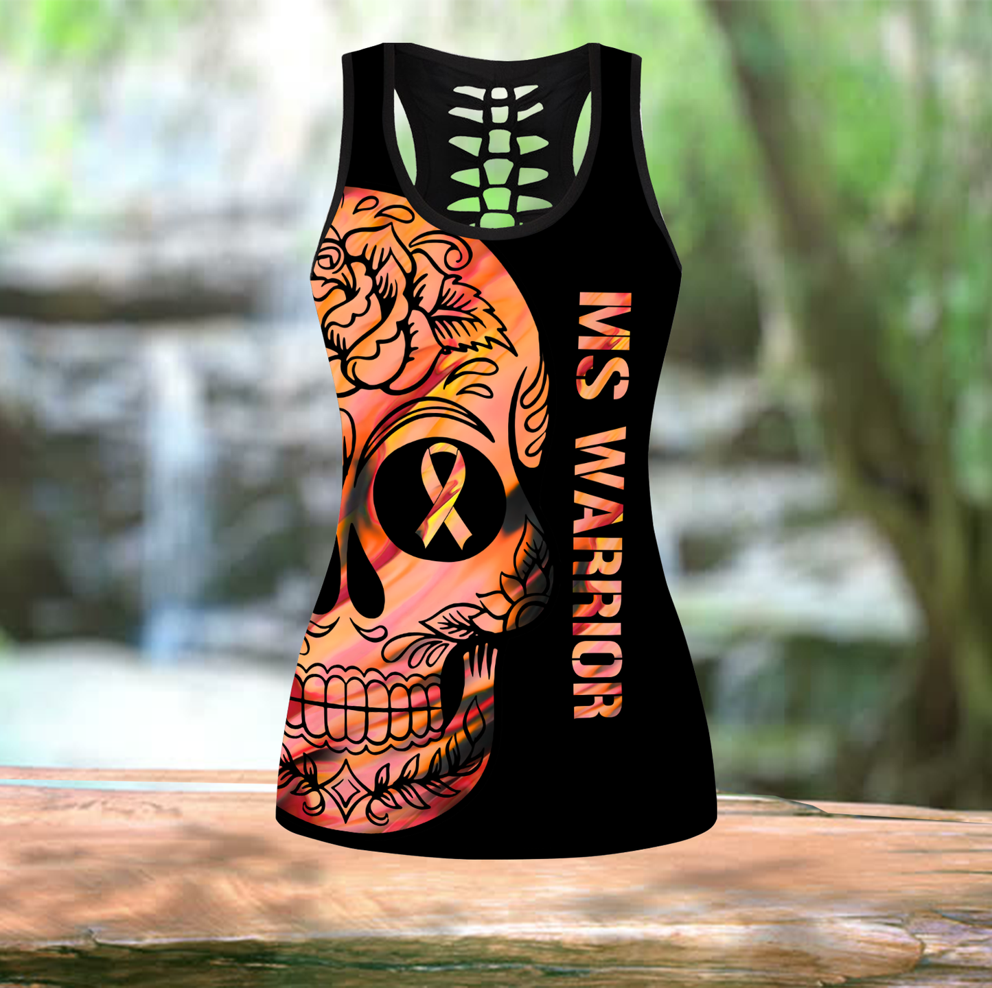 Multiple sclerosis warrior 3d leggings + hollow tank combo-Apparel-HG-No legging-S-Vibe Cosy™