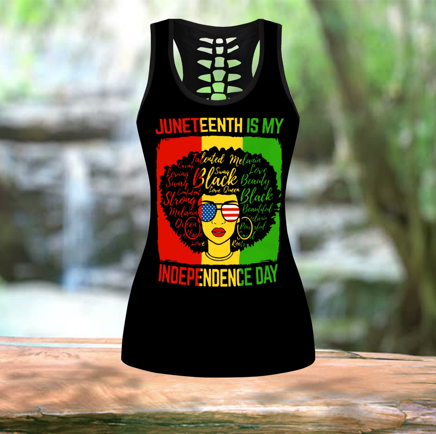 Juneteenth is my independence day leggings + hollow tank combo HAC110604-Apparel-HG-No legging-S-Vibe Cosy™