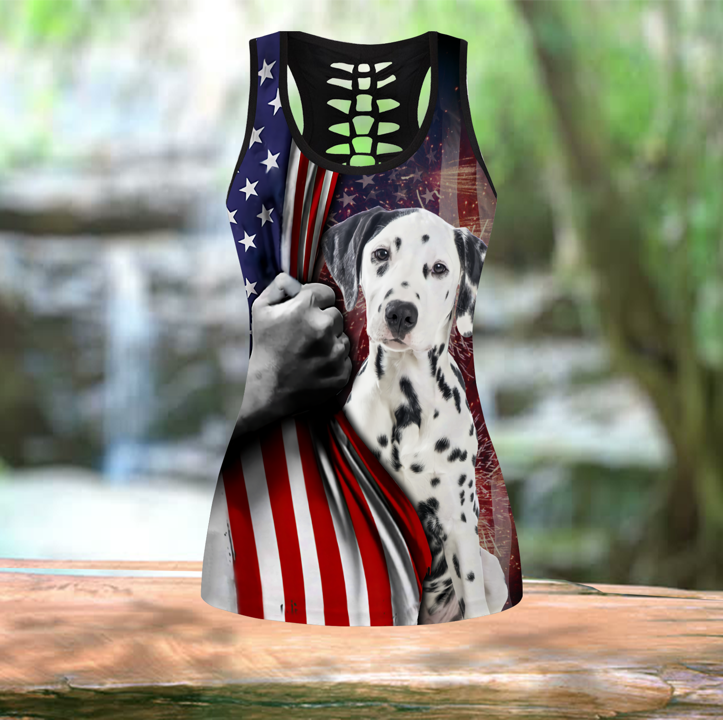 Dalmatian tattoos legging + hollow tank combo HAC130802