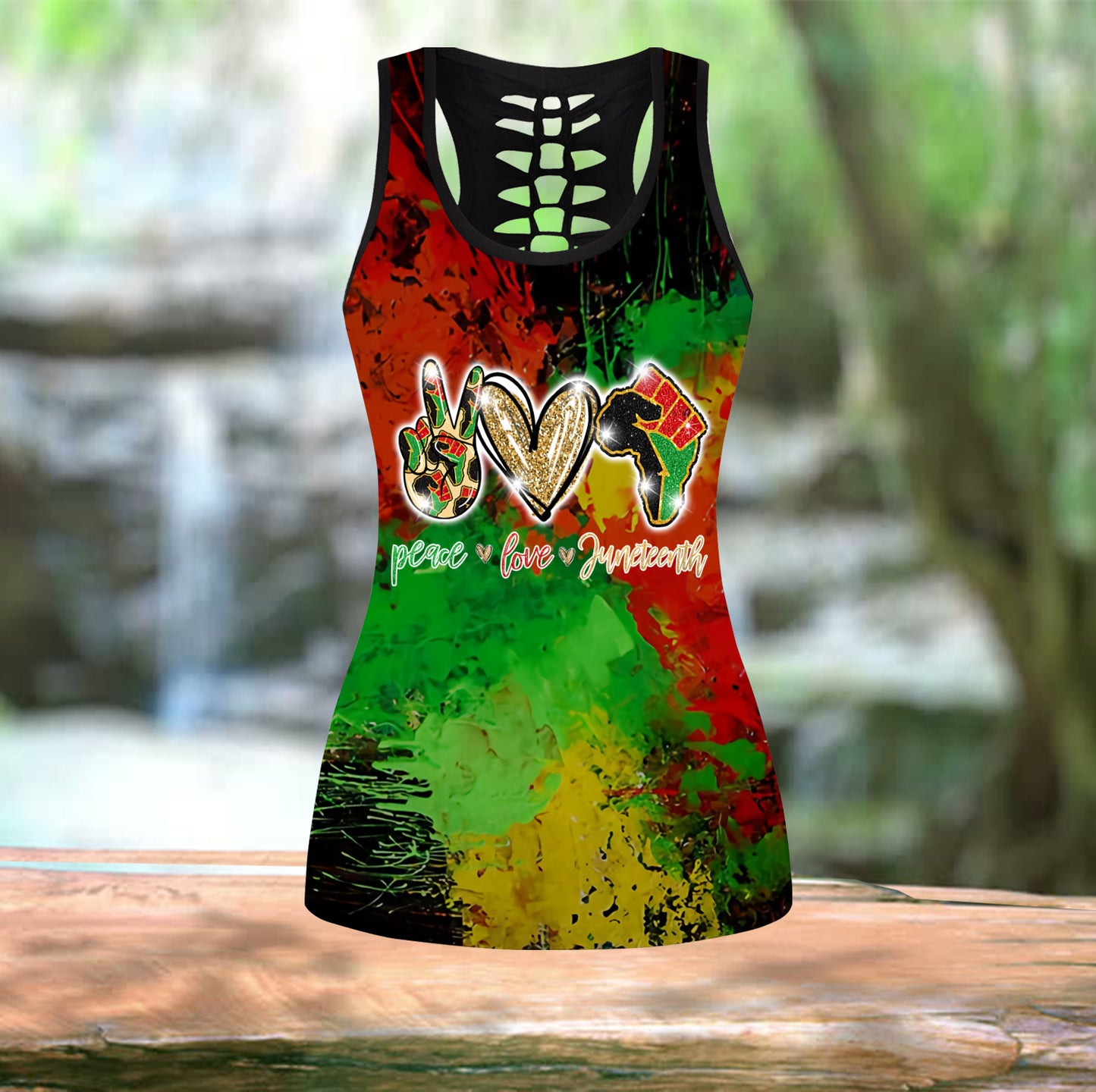 Peace love juneteenth leggings + hollow tank combo HAC110605-Apparel-HG-No legging-S-Vibe Cosy™
