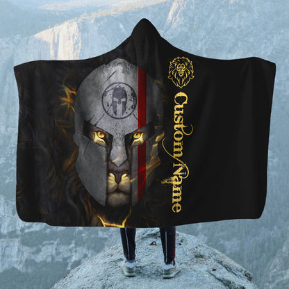 Custom Name 3D The Lion Warrior Unisex Hoodie Blanket