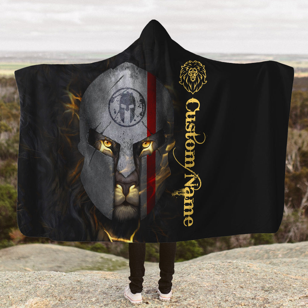Custom Name 3D The Lion Warrior Unisex Hoodie Blanket