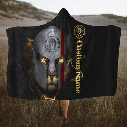 Custom Name 3D The Lion Warrior Unisex Hoodie Blanket
