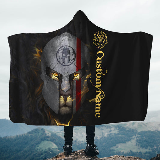 Custom Name 3D The Lion Warrior Unisex Hoodie Blanket