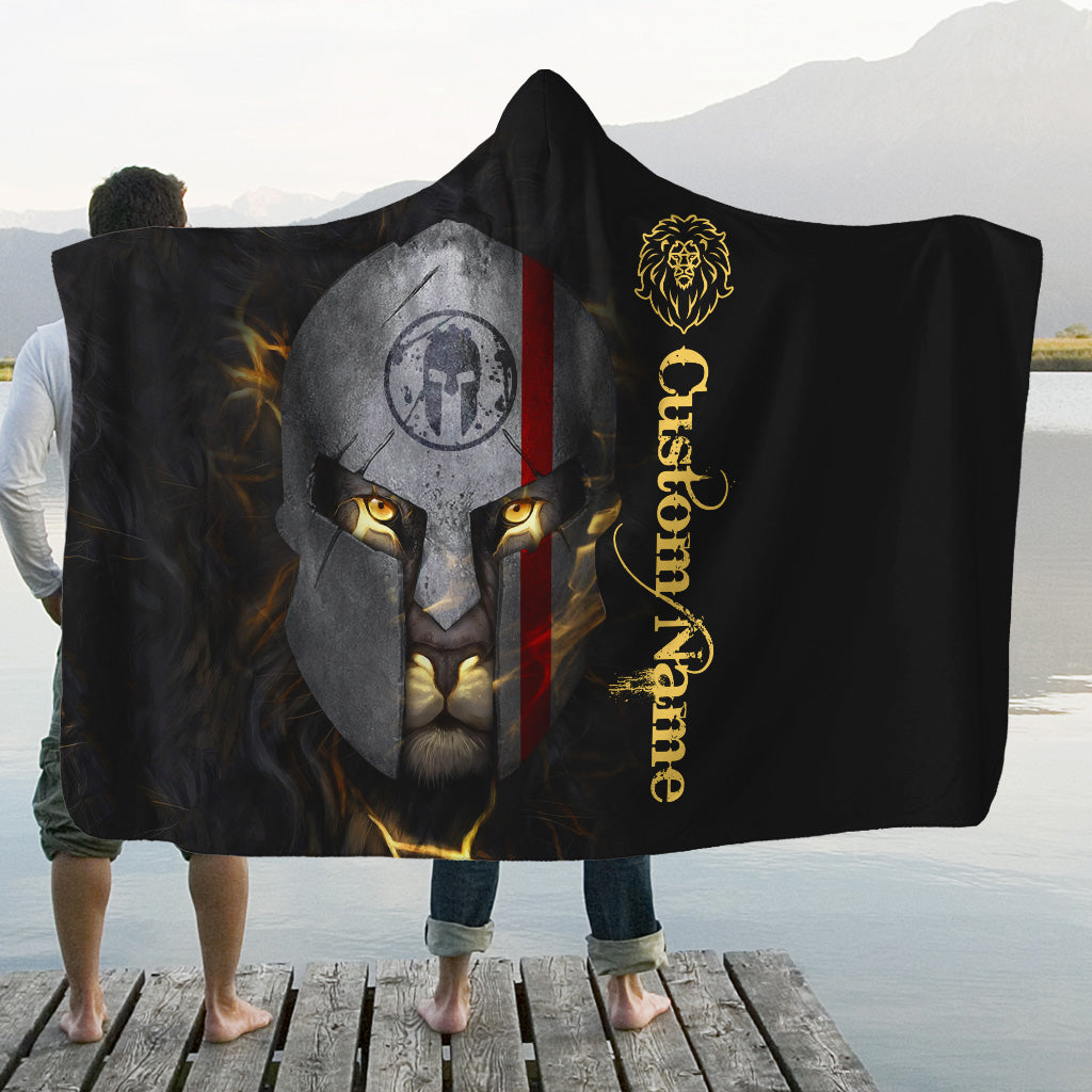 Custom Name 3D The Lion Warrior Unisex Hoodie Blanket