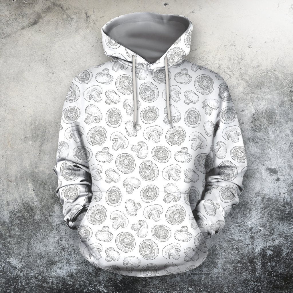 3D All Over Printing White Mushroom Shirt-Apparel-Phaethon-Hoodie-S-Vibe Cosy™