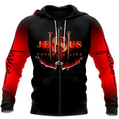 Jesus Save My Life 3D All Over Printed Shirts For Men and Women Pi12062002-Apparel-TA-Zipped Hoodie-S-Vibe Cosy™