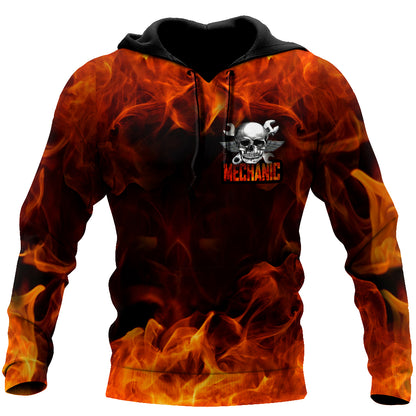 Mechanic Skull 3D All Over Printed Hoodie For Men and Women NTN09142001