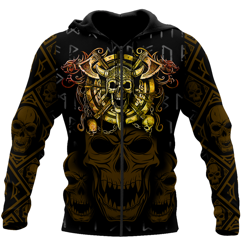 Golden Viking Skull Hoodie MEI