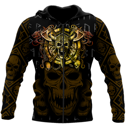 Golden Viking Skull Hoodie MEI