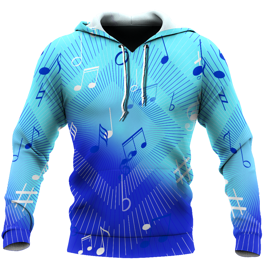 Music Notes Blue 3D All Over Printes-Apparel-HP Arts-Hoodie-S-Vibe Cosy™
