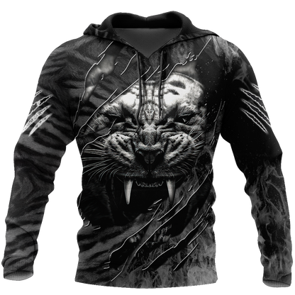 Warrior White Tiger Hoodie Over Printed for Men and Women