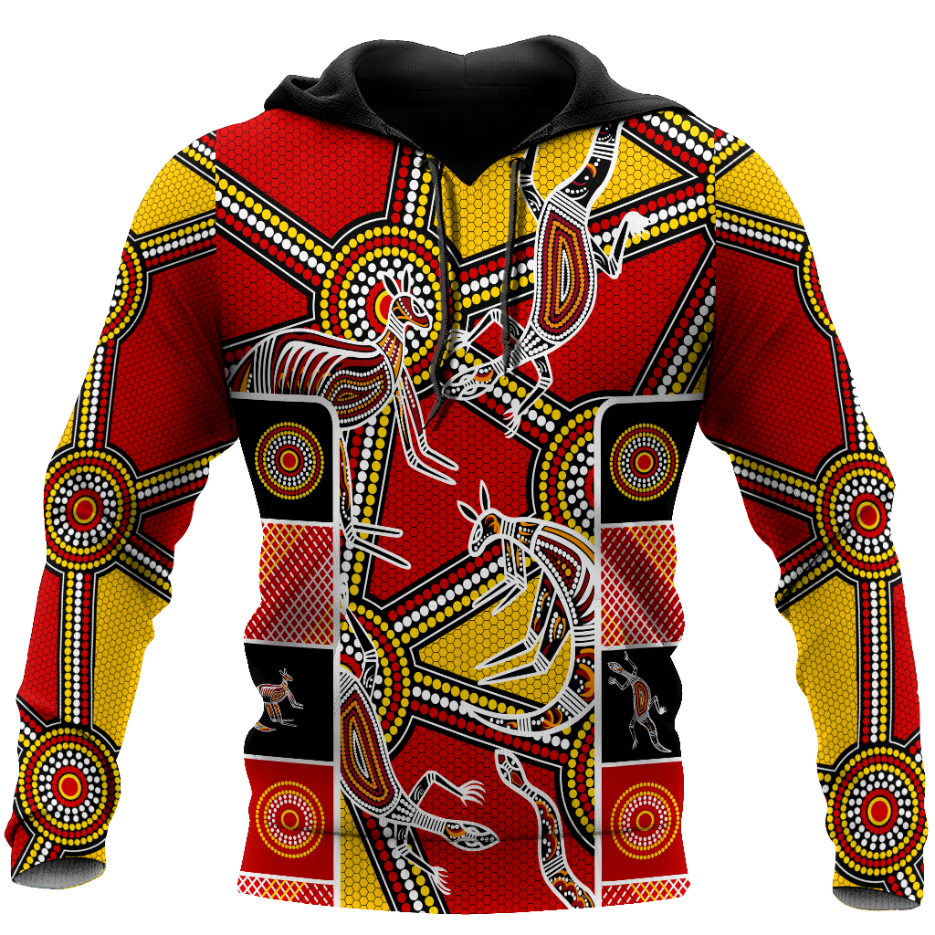 Aboriginal Kangaroo Dot Painting Patterns Shirt for Men and Women