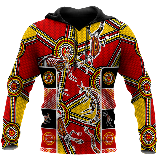 Aboriginal Kangaroo Dot Painting Patterns Shirt for Men and Women