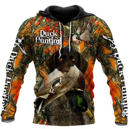 Duck Hunting Labrador Retriever Orange Camo 3D All Over Print  Hoodie Pi17082001S