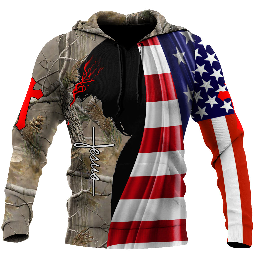 Deer Hunting Jesus Hoodie 3D All Over Printed Shirts For Men MH0409202-LAM