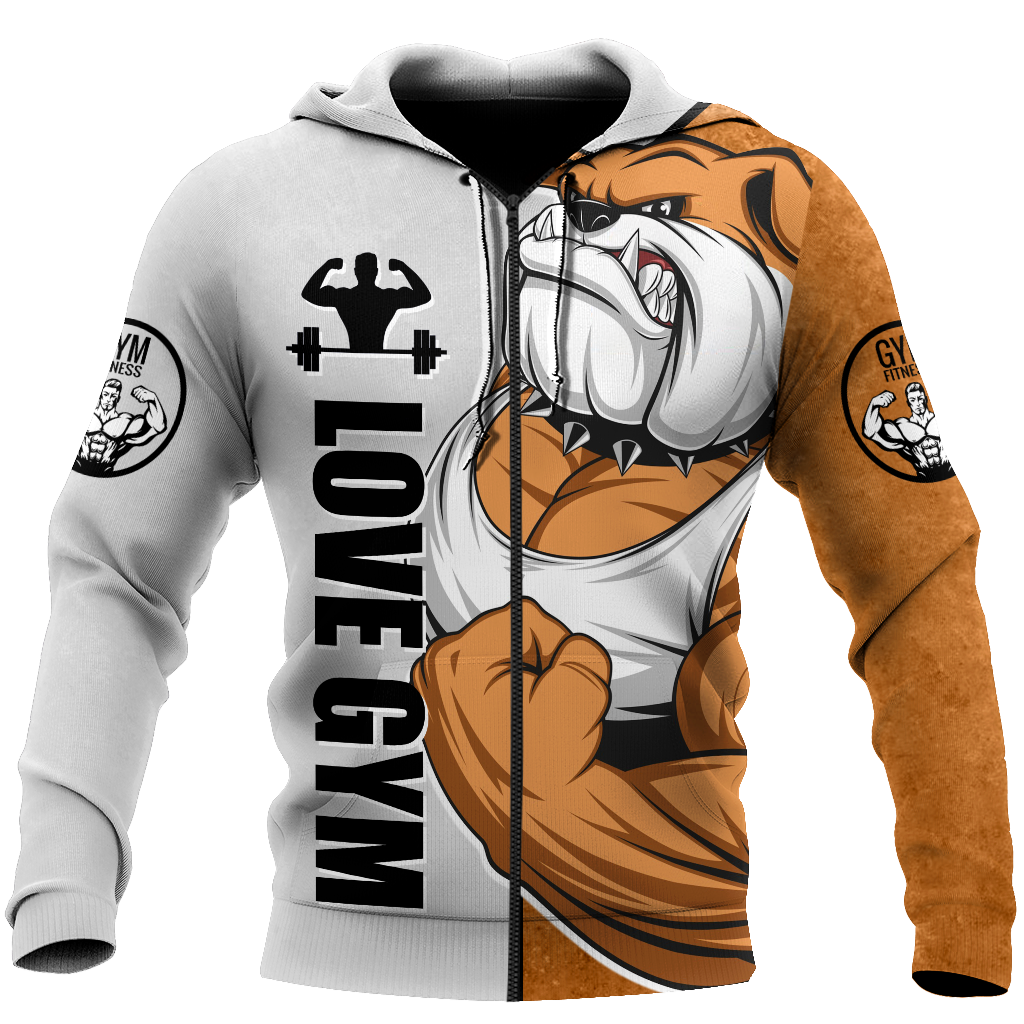 Gym dog 3d all over printed for man and women QB05292003-Apparel-PL8386-Zipped Hoodie-S-Vibe Cosy™