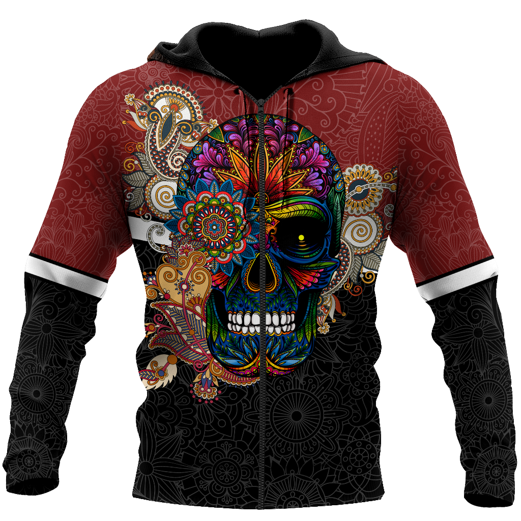 Love Sugar Skull 3D all over printed for man and women QB05122003-Apparel-PL8386-Zipped Hoodie-S-Vibe Cosy™