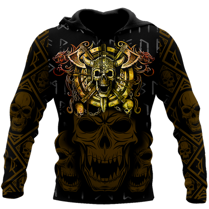 Golden Viking Skull Hoodie MEI