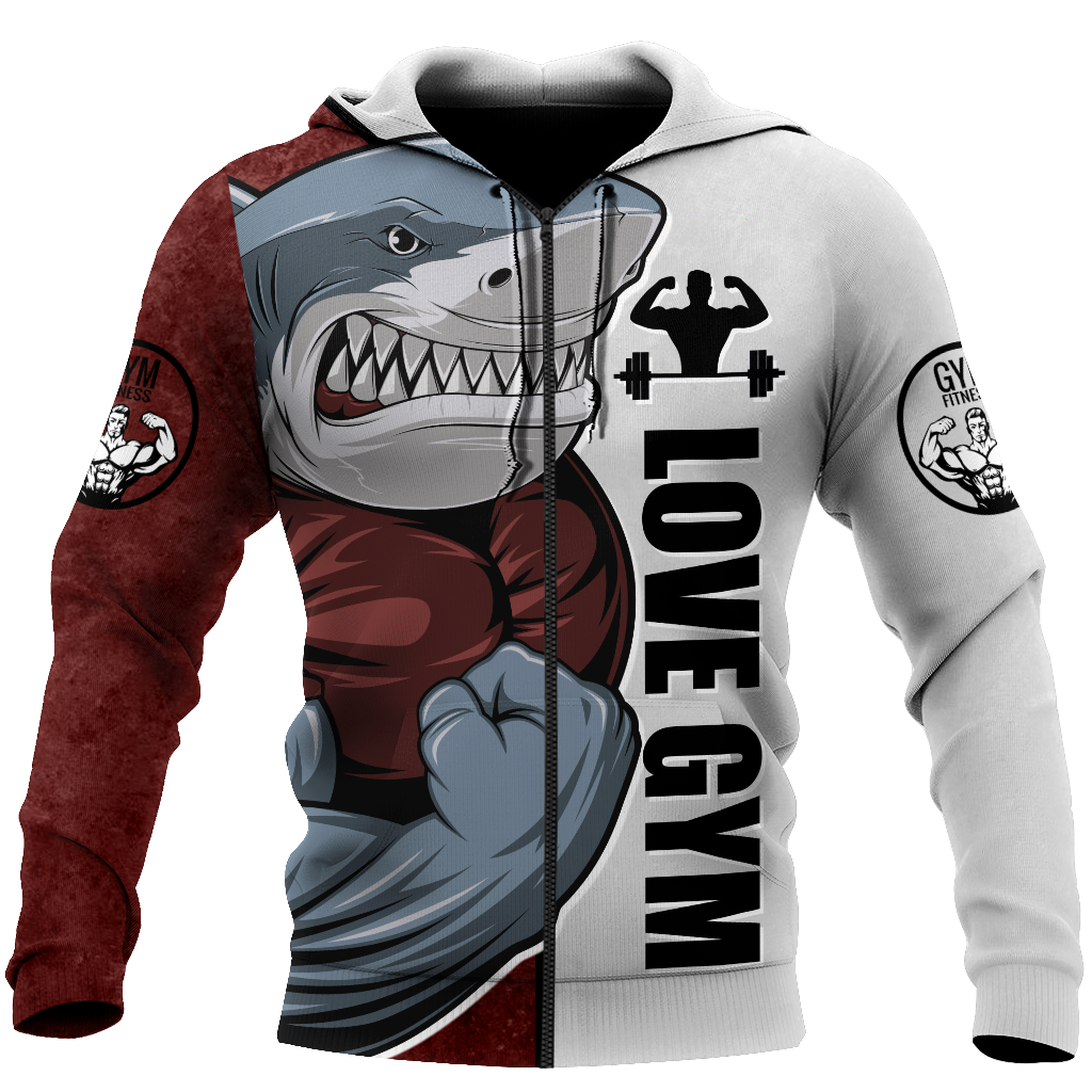Gym shark 3d all over printed for man and women QB05292002-Apparel-PL8386-Zipped Hoodie-S-Vibe Cosy™