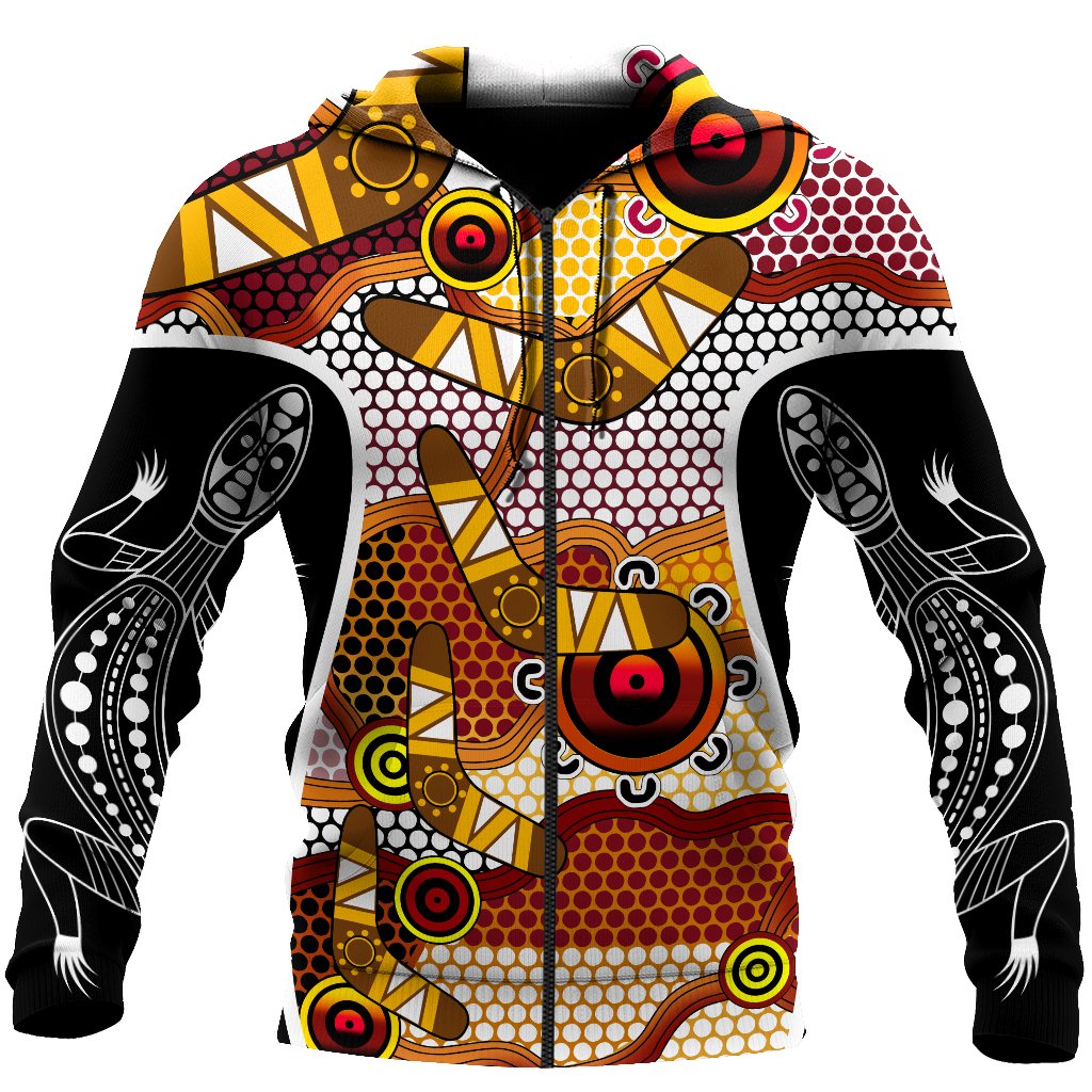 Aboriginal Lizard Dot Painting Boomerang Patterns Shirt For Men And Women