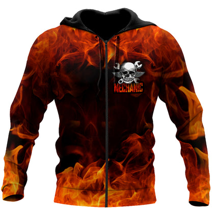 Mechanic Skull 3D All Over Printed Hoodie For Men and Women NTN09142001