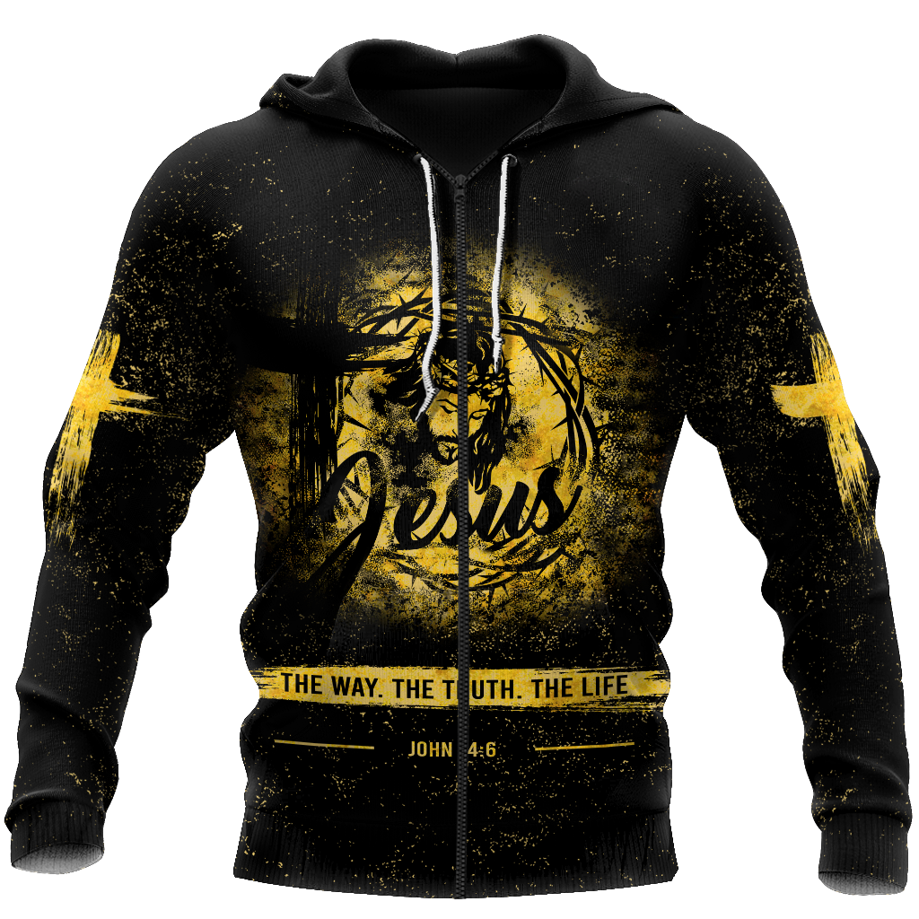 Jesus The Way The Truth The Life 3D All Over Printed Shirts For Men and Women Pi12062004-Apparel-TA-Zipped Hoodie-S-Vibe Cosy™