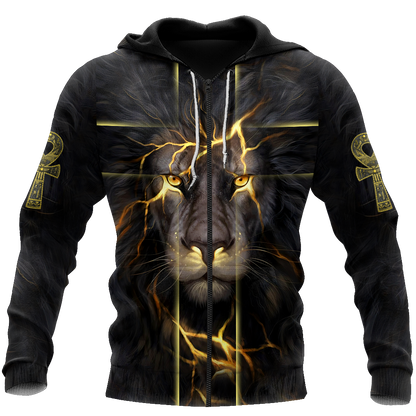 Black King-I Am Who I Am Ankh Symbol 3D All Over Printed Shirts For Men and Women Pi11062003S1-Apparel-TA-Zipped Hoodie-S-Vibe Cosy™