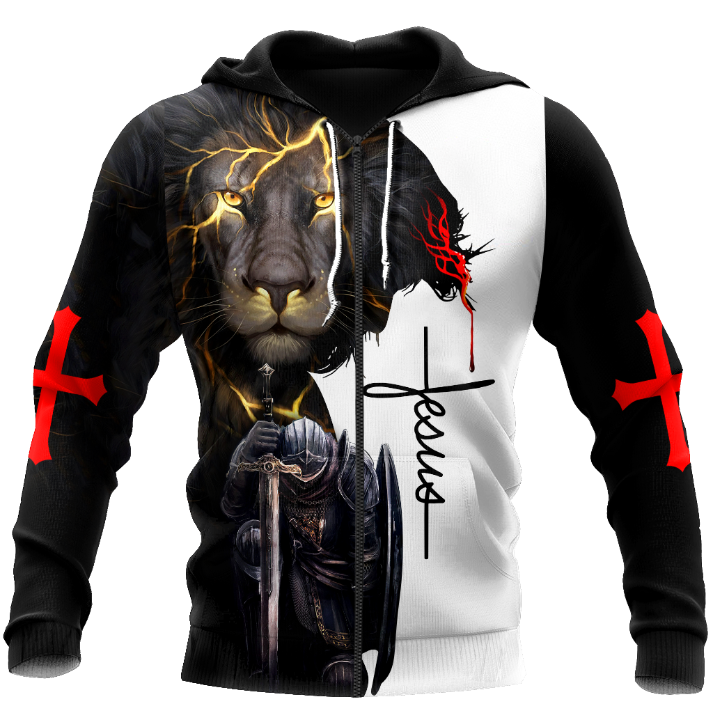 Knight Jesus Christian Customize 3d All Over Printed Shirts For Men And Women Pi30062001-Apparel-Huyencass-Zipped Hoodie-S-Vibe Cosy™