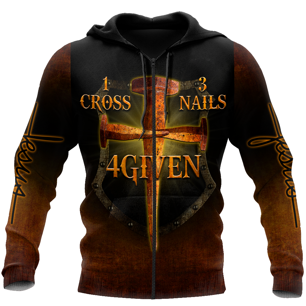 1 Cross 3 Nails 4 Given 3D All Over Printed Shirts For Men and Women Pi30062002-Apparel-TA-Zipped Hoodie-S-Vibe Cosy™
