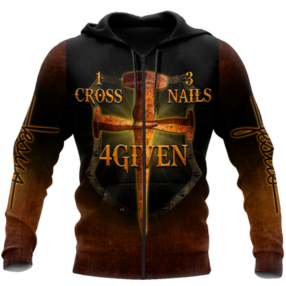 1 Cross 3 Nails 4 Given 3D All Over Printed Shirts For Men and Women Pi30062002-Apparel-TA-Zipped Hoodie-S-Vibe Cosy™