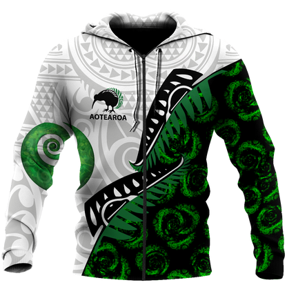 Maori pounamu jade 3d all over printed shirt and short for man and women-Apparel-PL8386-Zipped Hoodie-S-Vibe Cosy™