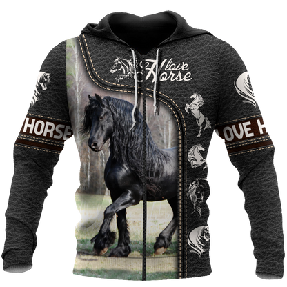 Love Horse 3D All Over Printed Shirts Pi220401-Apparel-TA-Zipped Hoodie-S-Vibe Cosy™