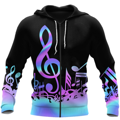 Purple Music Notes 3D All Over Printes-Apparel-HP Arts-Zipped Hoodie-S-Vibe Cosy™