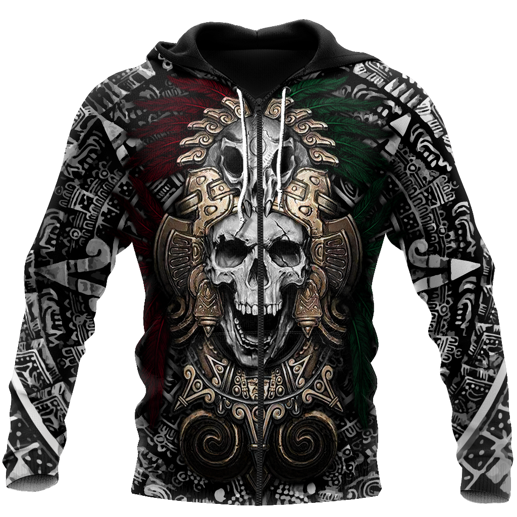 Aztec Skull By ML-Apparel-ML-Zipped Hoodie-S-Vibe Cosy™