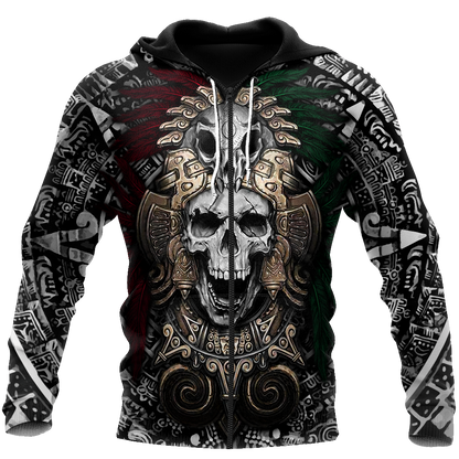 Aztec Skull By ML-Apparel-ML-Zipped Hoodie-S-Vibe Cosy™