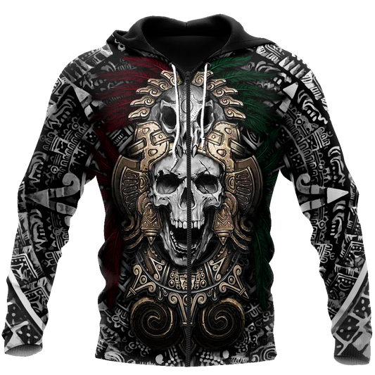 Aztec Skull By ML-Apparel-ML-Zipped Hoodie-S-Vibe Cosy™