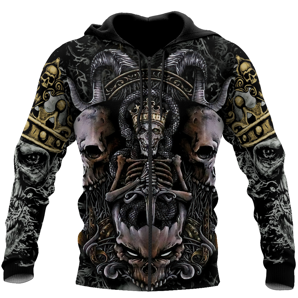 Skull King All Over Printed Hoodie For Men And Women MEI