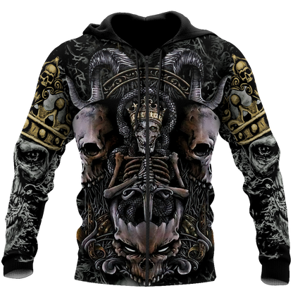 Skull King All Over Printed Hoodie For Men And Women MEI