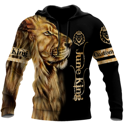 Custom Name June King Lion  3D All Over Printed Unisex Shirts