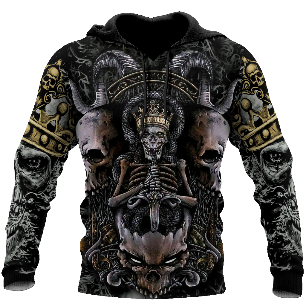 Skull King All Over Printed Hoodie For Men And Women MEI