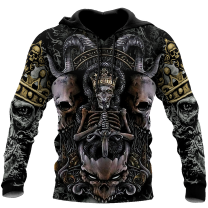 Skull King All Over Printed Hoodie For Men And Women MEI
