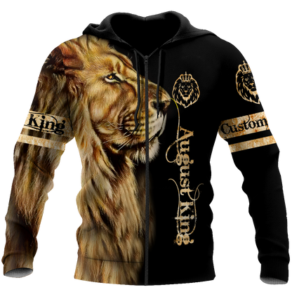 Custom Name August King Lion 3D All Over Printed Unisex Shirt